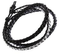 Treasure Bay Layered Bead Bracelet, Bohemian Style Leather Crystal Beads Bracelet Multilayer Wrap Bracelet for Women and Girls (Black/Navy/White)