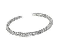 Treasure Bay Men’s 925 Sterling Silver Torque Bangle | Handmade Woven Design Cuff Bracelet | Polished Bamboo-Inspired Open Cuff | Adjustable Silver Bangle Gift for Him