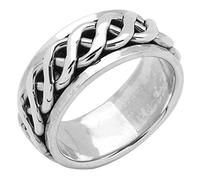 Treasure Bay MENS 8MM Wide Celtic Knot Design Ring, 925 Sterling Silver Spin Stress Relief Ring - Available in Sizes: P R T U W Y Z (Z)
