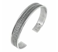 Treasure Bay Mens Celtic Silver Bangle | Solid 925 Sterling Silver Bangle Open Cuff for Men | Jewellery Gift for Him