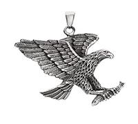 Treasure Bay Men's Heavy 925 Sterling Silver Eagle Pendant Necklace, Large Eagle Bird of Prey Pendant for Men