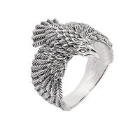 Treasure Bay MEN'S Raven Ring 925 Sterling Silver Norse Raven in Flight Viking Ring Size P/R/T/W/Y/Z (L)