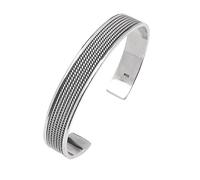 Treasure Bay Men's Silver Bangle Bracelet - 925 Sterling Silver Braided Chain Open Cuff Bangle Bracelet For Men