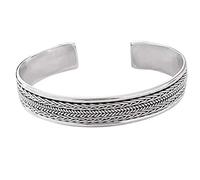 Treasure Bay Mens Silver Bracelet - Womens Silver Bracelet - Solid 925 Sterling Silver Celtic Braided Cuff Bangle Bracelet Adjustable size