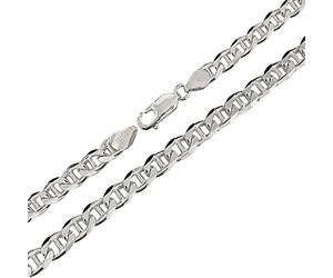 Treasure Bay Mens Silver Chain Uk | Men's Necklaces Heavy Thick 925 Sterling Silver 6.5MM Mariner Chain Necklace for Men Women Length 50/52/55/60 Cm (45)