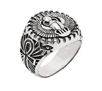 Treasure Bay Men's Silver Ring Egyptian Scarab Beetle Ring, Egyptian god Khepri Sacred Ring, Ancient Egyptian Protection Ring, Egyptian Jewelry 925 Sterling Silver (Z+3)