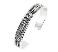 Treasure Bay Mens solid 925 Silver Bangle Bracelet | Classic 925 Sterling Silver Torque Bangle Bracelet Braided Bangle for Menand Women
