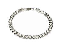 Treasure Bay Mens Solid 925 Sterling Silver Chain Bracelet - 7mm Width Available in 19.5cm and 21cm (21)