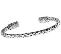 Treasure Bay Men's Solid 925 Sterling Silver Torque Bangle Bracelet | Classic Open Cuff Design - Adjustable Size, 7mm Wide