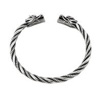 Treasure Bay Men's Sterling Silver Bangle Bracelet with Dragon Design | Dragon Silver Bangle for Men