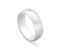 Treasure Bay MENS WOMENS 6MM SILVER RING | Handmade Sterling Silver Simple Hammered Band Ring for Men Women Teen and Girls (U)