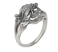 Treasure Bay Mens Womens Skull Ring - 925 Sterling Silver Biker Punk Skull Ring Pirate Crossed Borns Ring Size: N P R T W Y Z (P)