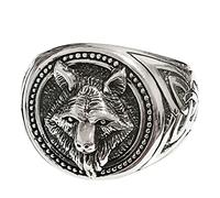 Treasure Bay Men's Women's Wolf Ring, Nordic Viking Wolf Head Ring Odin Wolf Skull Ring Men’s Punk Wolf Ring - Mens 925 Sterling Silver Fenrir Ring Norse Viking (W)