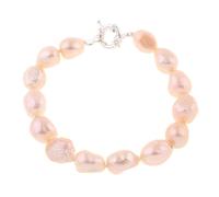 Treasure Bay Unique 9-10mm Natural Freshwater Pearl Bracelet, Womens Pearl Bracelet (Pink)