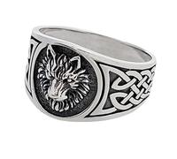 Treasure Bay Wolf Ring | Viking Wolf Oxidized Ring, Nordic Handmade Wolf Ring, Animal 925 Sterling Silver Ring for Men (Z+3)