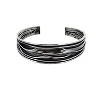 Treasure Bay Women's Bangle - 925 Sterling Silver Cuff bangle Bracelet Crushed Style bangel for Ladies and Girls (20mm Crushed Tapper)