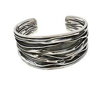 Treasure Bay Women's Bangle - 925 Sterling Silver Cuff bangle Bracelet Crushed Style bangel for Ladies and Girls (30mm Tapper)