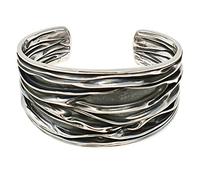 Treasure Bay Women's Bangle - 925 Sterling Silver Cuff bangle Bracelet Crushed Style bangel for Ladies and Girls (40 MM Tapper)
