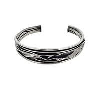 Treasure Bay Women's Bangle - 925 Sterling Silver Cuff bangle Bracelet Crushed Style bangel for Ladies and Girls (15mm Crushed Tapper)