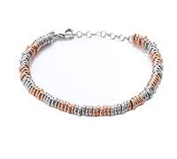 Treasure Bay women's Bracelet - Beautiful 925 Sterling Two Tone Gold and Silver Rings Beaded Bracelet