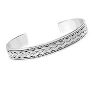 Treasure Bay Women's Celtic Braid Bangle Bracelet - 925 sterling Silver Bracelet - Mens Solid Silver Bracelet Celtic Knot Cuff Bangle Adjustable