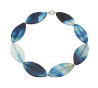 Treasure Bay Women's Chunky Natural Agate Gemstone Necklace (Blue)