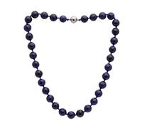 Treasure Bay Women's Gemstone Necklace - Handmade 12mm Natural Gemstone Beaded Necklace Magnetic Clasp Pink Agate, Red Jade, Dark Magenta, Royal Blue (Deep Blue)