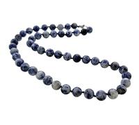 Treasure Bay Women's Handmade Gemstone Beaded Necklace 8mm Natural Rose Quartz, Tiger's Eye, Aquamarine, Agate necklace for Women Ladies and Girls (Blue Spots)