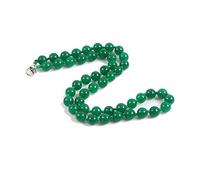 Treasure Bay Women's Handmade Gemstone Beaded Necklace 8mm Natural Rose Quartz, Tiger's Eye, Aquamarine, Agate necklace for Women Ladies and Girls (Green Jade)