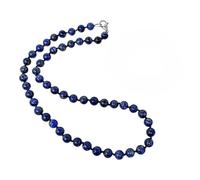 Treasure Bay Women's Handmade Gemstone Beaded Necklace 8mm Natural Rose Quartz, Tiger's Eye, Aquamarine, Agate necklace for Women Ladies and Girls (Blue Lapis Lazuli)