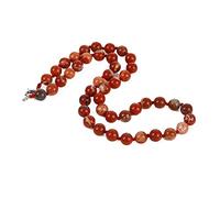 Treasure Bay Women's Handmade Gemstone Beaded Necklace 8mm Natural Rose Quartz, Tiger's Eye, Aquamarine, Agate necklace for Women Ladies and Girls (Jasper)