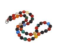 Treasure Bay Women's Handmade Gemstone Beaded Necklace 8mm Natural Rose Quartz, Tiger's Eye, Aquamarine, Agate necklace for Women Ladies and Girls (Multicolour Agate)