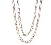 Treasure Bay Women's Necklace 925 Sterling Silver Elongated Oval Link paperclip Italian Chain Link Necklace for Ladies Girls Rose Gold Colour Length 42 45 48 50 52 55 60 65 Cm (45)