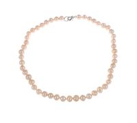 Treasure Bay Women's Pearl Necklace 7mm Natural Freshwater Pearl Necklace 46cm Colour Choice White/Pink/Black/Grey/Purple/Multicolour (Pink)