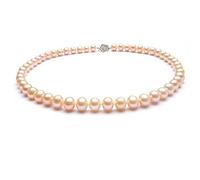 Treasure Bay Women's Pearl Necklace | Classic 8-9mm Pink Freshwater Pearl Necklace for Ladies and Girls - Presented in a Beautiful Jewellery Gift Box