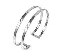 Treasure Bay Womens Silver Bracelet - Statement Fashion Bracelet for Women Girls - Plain 925 Sterling Silver Double Line Bangle