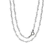 Treasure Bay Womens Silver Necklace - Delicate 925 Sterling Silver Heart Links Chain Necklace for Girls Teen 3mm Wide - Length 18 In