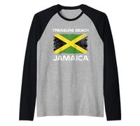 Treasure Beach Flag Distressed Jamaican Pride Raglan Baseball Tee