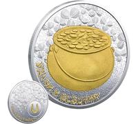 Treasure Bowl Lucky Coin Good Luck Charm Lottery Scratcher Tool Feng Shui Fortune Coin Horseshoe Clover Leprechaun Coin for St. Patrick’s Day Lucky Bingo Charm Lotto Scratcher Wealth Prosperity Token