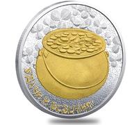 Treasure Bowl Lucky Coin - Good Luck Charm & Lottery Ticket Scratcher Tool - Feng Shui Lucky Coin with Horseshoes & Clover - St. Patrick’s Day Gift, Leprechaun Coin, Lucky Bingo Charm, Lotto Scratcher