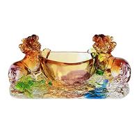 Treasure Bowl Lucky Cornucopia Town House Glass Crafts Feng Shui Fortune Office Desk Decoration Opening Gift Home Entrance Decoration Collection Crafts Exquisite Crafts,L