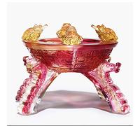 Treasure Bowl Lucky Cornucopia Town House Toad Glass Crafts Feng Shui Fortune Desk Decoration Opening Counter Gift Home Entrance Decoration Collection Crafts,Multi Colored Exquisite Crafts