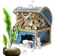 Treasure Box Fish Tank Decor - Resin Shrimp Shelter - Fish Tank Decorations,for Betta Lizard Turtle Reptile Hiding Rest Play Terrarium