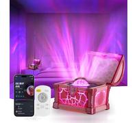 Treasure Box Northern Lights Projector, Galaxy Aurora Night Light Projector with White Noises, Speaker, Timer & Remote Control, Ceiling Projection Ambient Lighting for Bedroom Gaming Room Gifts, Pink
