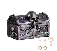 Treasure Box: Vintage Pirate Storage Box, Resin Pirate Storage With Skull Navigation And Chains, Large Powder Jewelry For Storing Pearl Jewelry