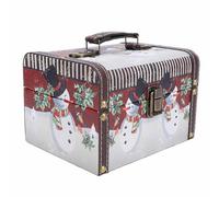 Treasure Breast Box, Christmas Treasure Breast Box Leather Decorative Portable Hand Christmas Gifts (Snowman Version)