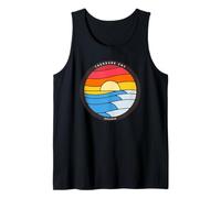 Treasure Cay Bahamas Retro Color Waves and Sunset Tank Top