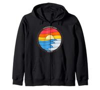 Treasure Cay Bahamas Retro Color Waves and Sunset Zip Hoodie