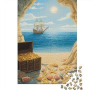 Treasure Chest 1000 Pieces Smooth Edge Finish Vintage Pirate Adventure Art Display Worthy Design Rainy Day Activity Home Decor Zero-gap Fit 70x50cm/1000pcs
