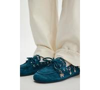 Treasure Chest Boat Shoes by Jeffrey Campbell at Free People in Dusty Turquoise Suede, Size: US 8 - female